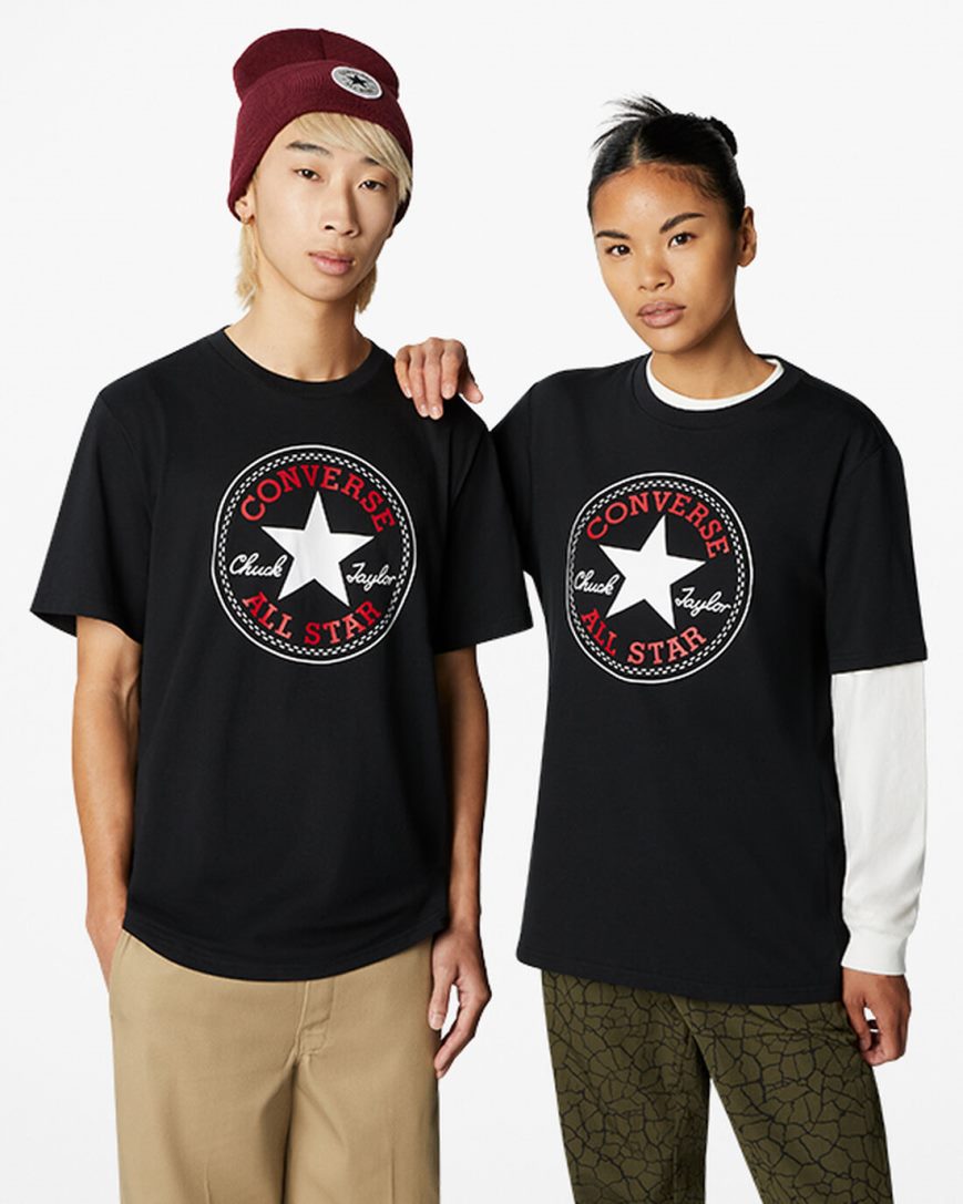 Men\'s Converse Go-To All Star Patch Standard Fit T-Shirts Black | AU 05861T